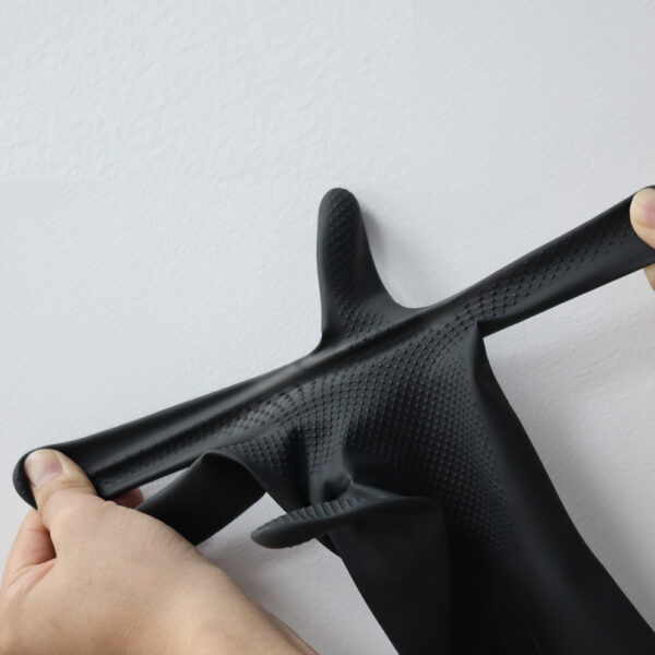 2 Colors of Rubber Dishwashing Gloves for Kitchen and Household Cleaning – Long Cuff 15", Reusable, Light Weight, Flexible Long-lasting and Non-Slip (Black+Natural) - Image 3