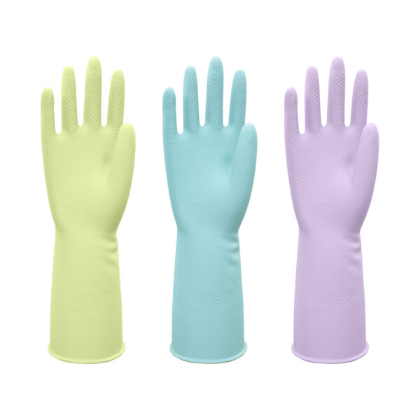 33CM 3 Colors Natural Rubber Kitchen Dishwashing Gloves