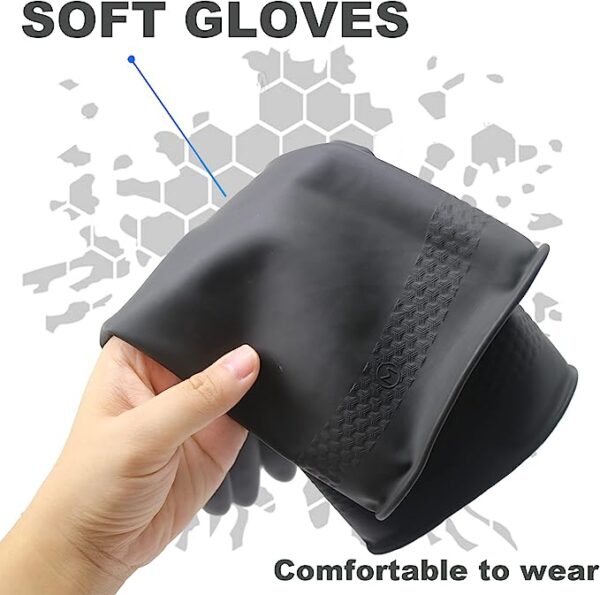 Chemical Resistant Latex Gloves,Cleaning Protective Safety Work Heavy Duty Rubber Gloves, S-M-L-XL Size, Black 1 Pair - Image 2