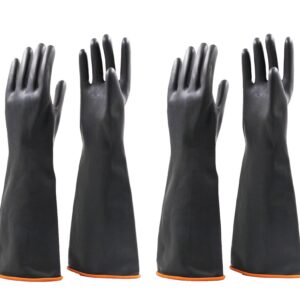 Durable Chemical Resistant Latex Gloves, Cleaning Rubber Gloves for Protecting Your Hands and Health, Black, 1 Pair