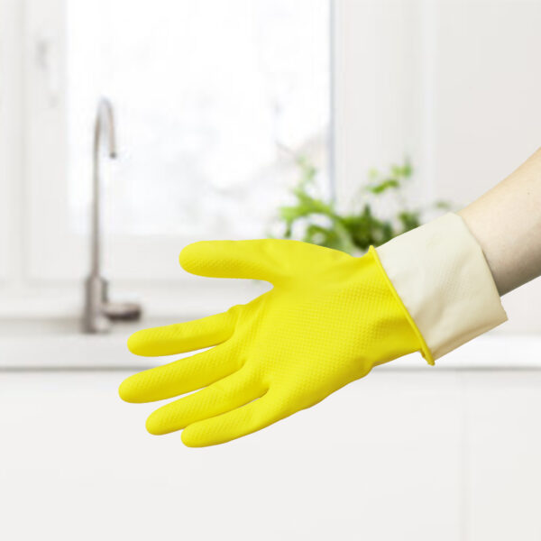 Reusable Household Gloves, Rubber Dishwashing gloves, Extra Thickness, Long Sleeves, Kitchen Cleaning, Working, Painting, Gardening, Pet Care (Size S/M/L, Yellow/Pink Blue, RHF-29-PR) - Image 5