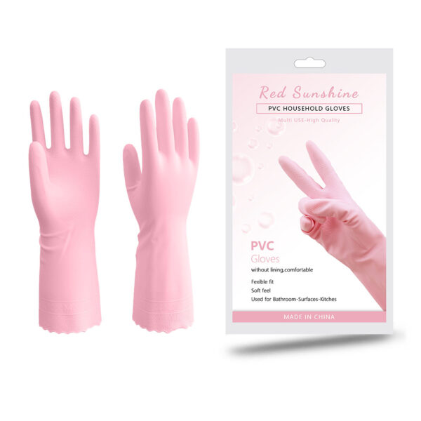 32 CM 3 Colors Reusable Dishwashing Cleaning PVC Gloves