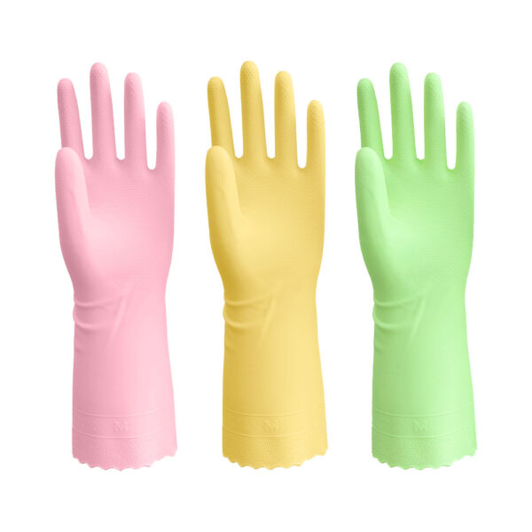 3 Colors Reusable Dishwashing Cleaning PVC Gloves with Latex Free, Light Weight, Unlined, Kitchen Gloves, Waterproof, Non-Slip
