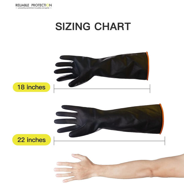 18Inch 45cm Black Rubber Chemical Resistant Gloves, Reusable Heavy-duty Safety Work Gloves, Acid & Alkali Protection, Non-Slip, Free Size - Image 6