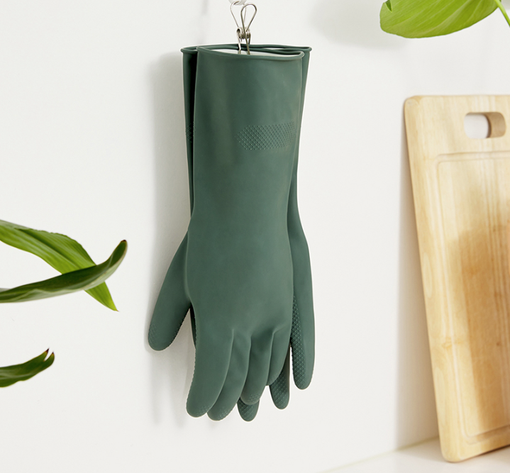Dark Green Household Rubber Gloves Wipe and air-dry