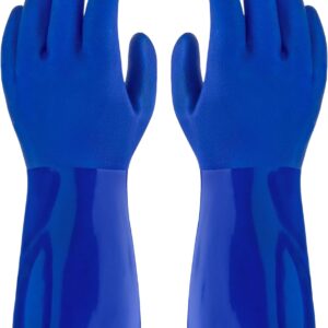 Heavy Duty PVC Chemical Resistant Gloves Sandy Palm Cotton Lined
