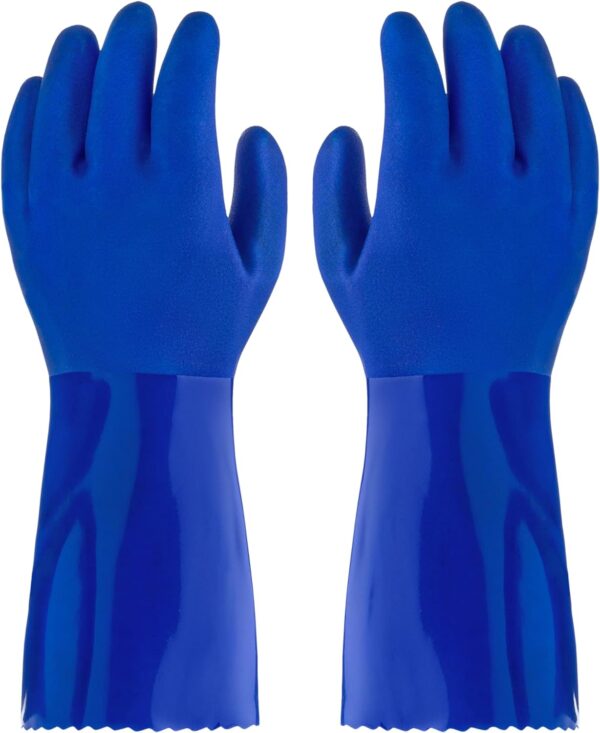 Heavy Duty PVC Chemical Resistant Gloves Sandy Palm Cotton Lined