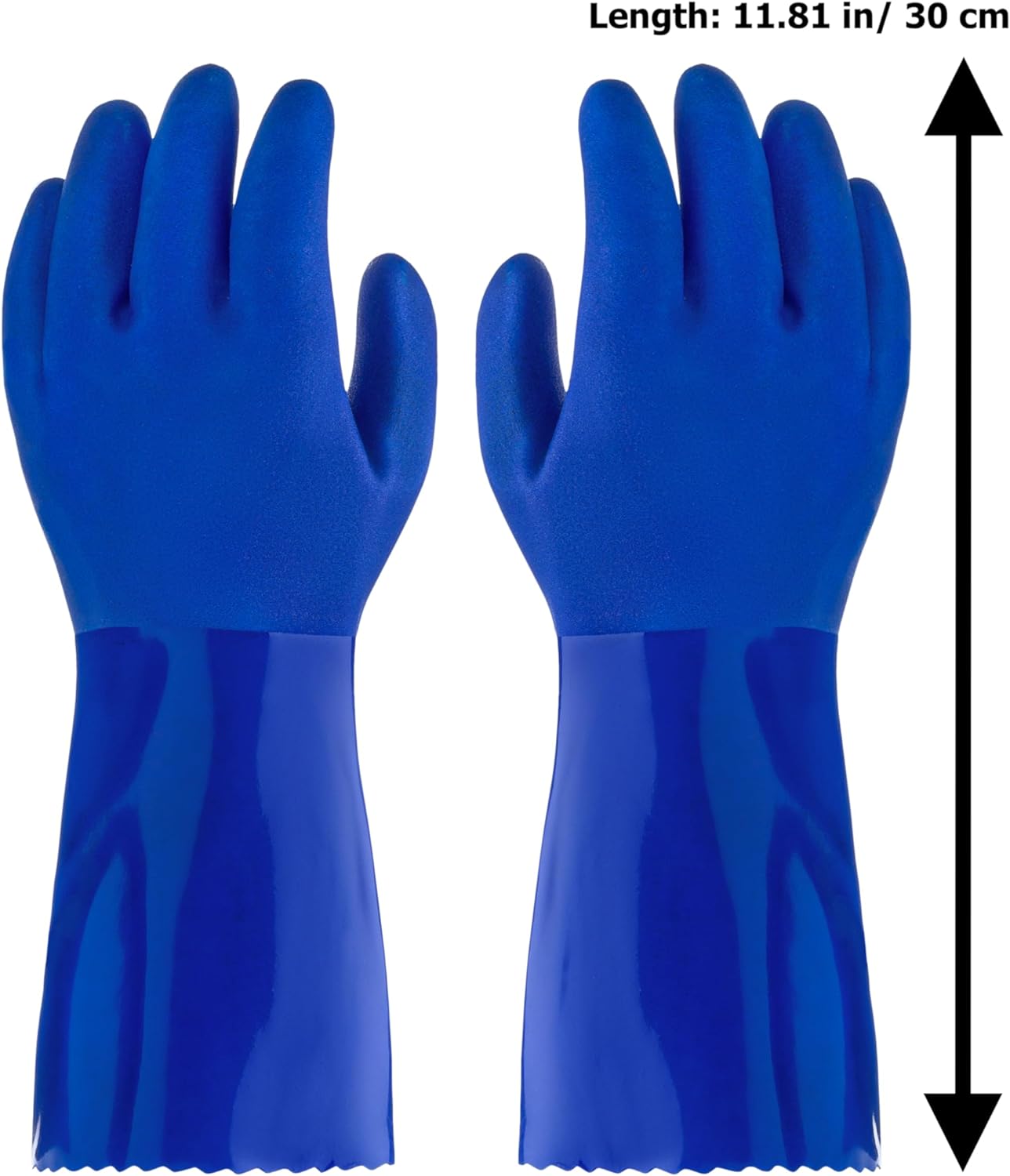 Heavy Duty PVC Chemical Resistant Gloves Sandy Palm Cotton Lined - Image 7