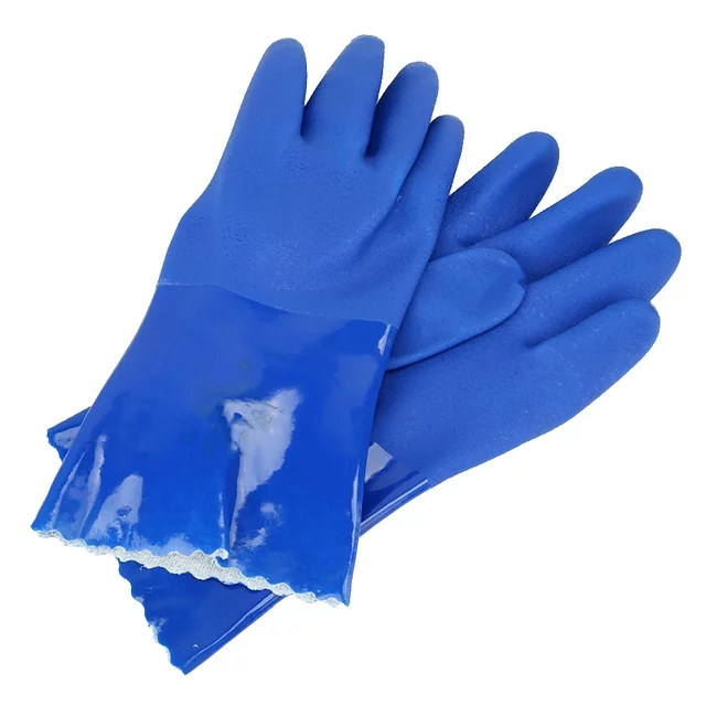 Heavy Duty PVC Chemical Resistant Gloves Sandy Palm Cotton Lined - Image 4