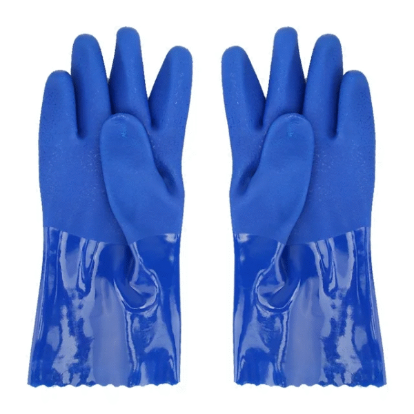 Heavy Duty PVC Chemical Resistant Gloves Sandy Palm Cotton Lined