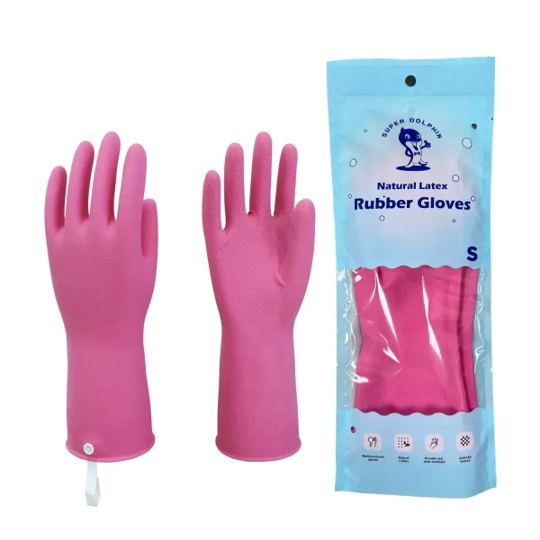 30CM 2 Colors Premium Hang-out Button Reusable Kitchen Cleaning Latex Gloves