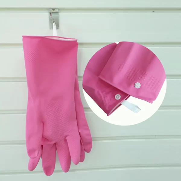 30CM 2 Colors Premium Hang-out Button Reusable Kitchen Cleaning Latex Gloves