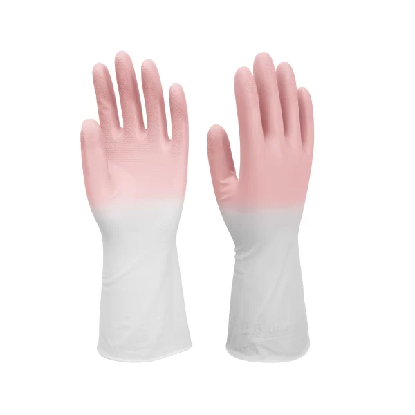 30CM 3 Bicolor Latex Free Waterproof Kitchen Dishwashing PVC Gloves