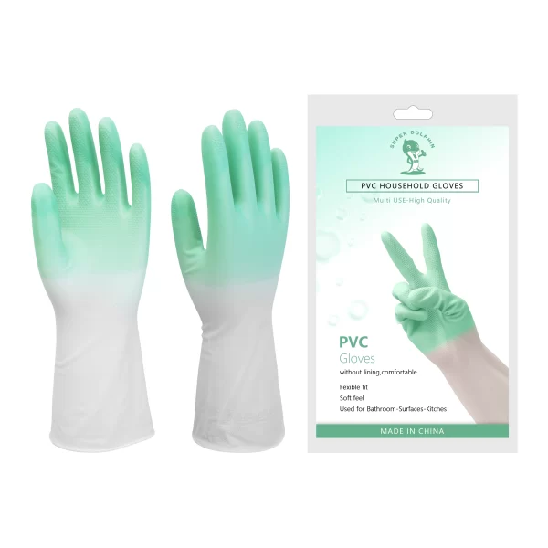 30CM 3 Bicolor Latex Free Waterproof Kitchen Dishwashing PVC Gloves