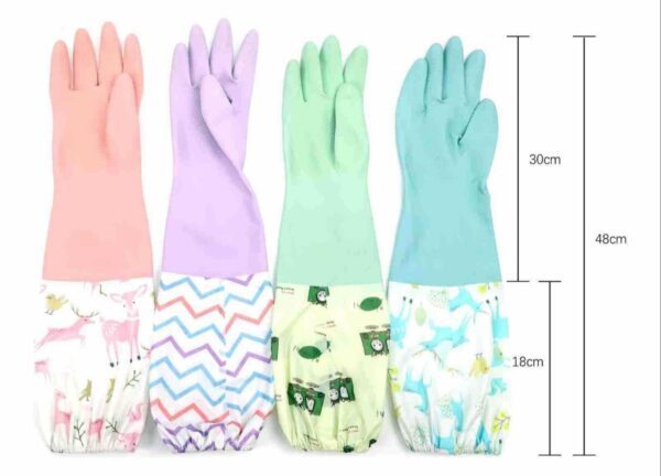 Colorful rubber gloves in various designs