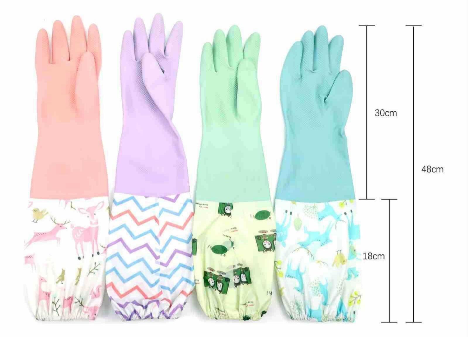 Colorful rubber gloves in various designs