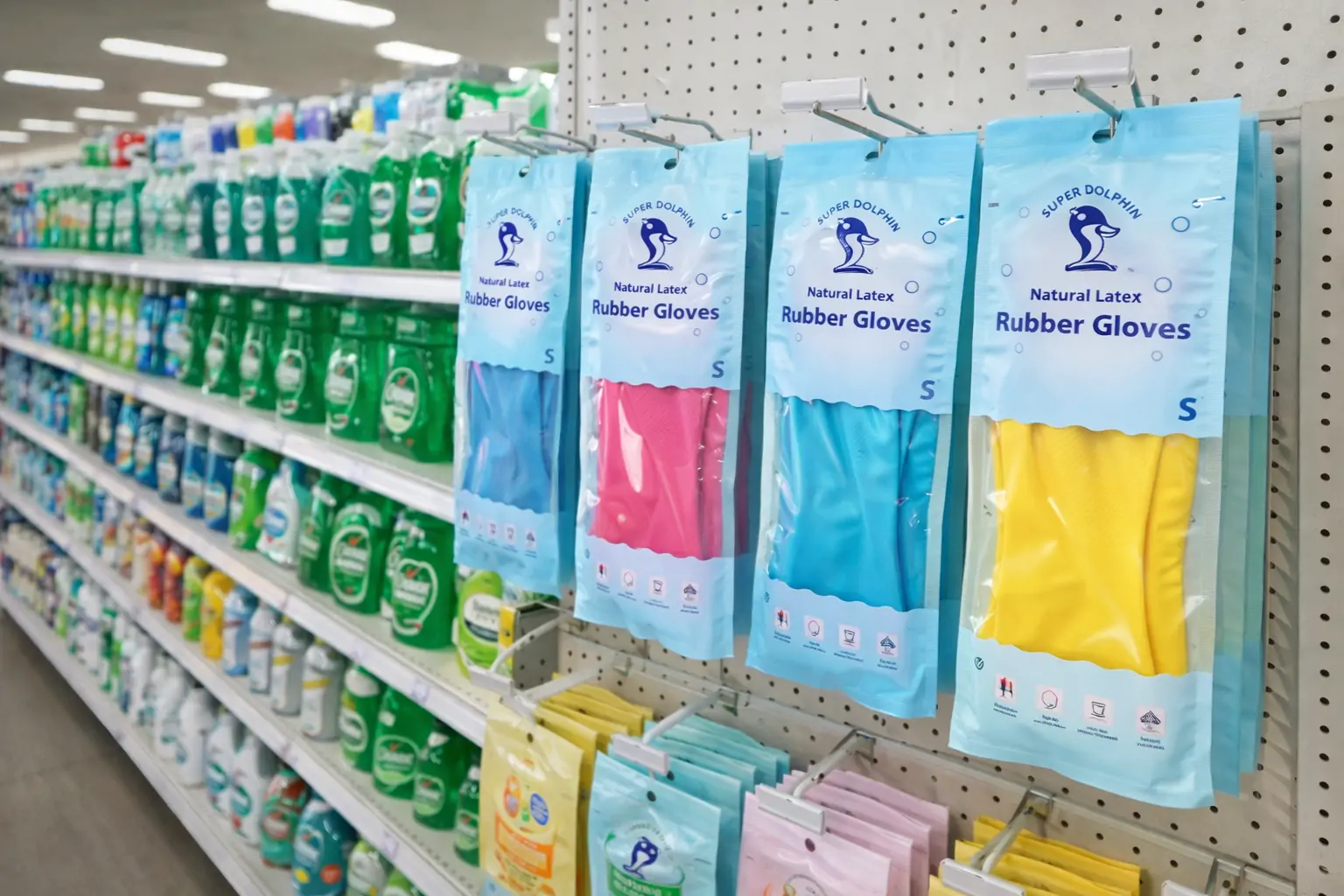Best Household Gloves Manufacturer: A Complete Guide to Choosing the Right OEM Partner 1 modern supermarket cleaning aisle