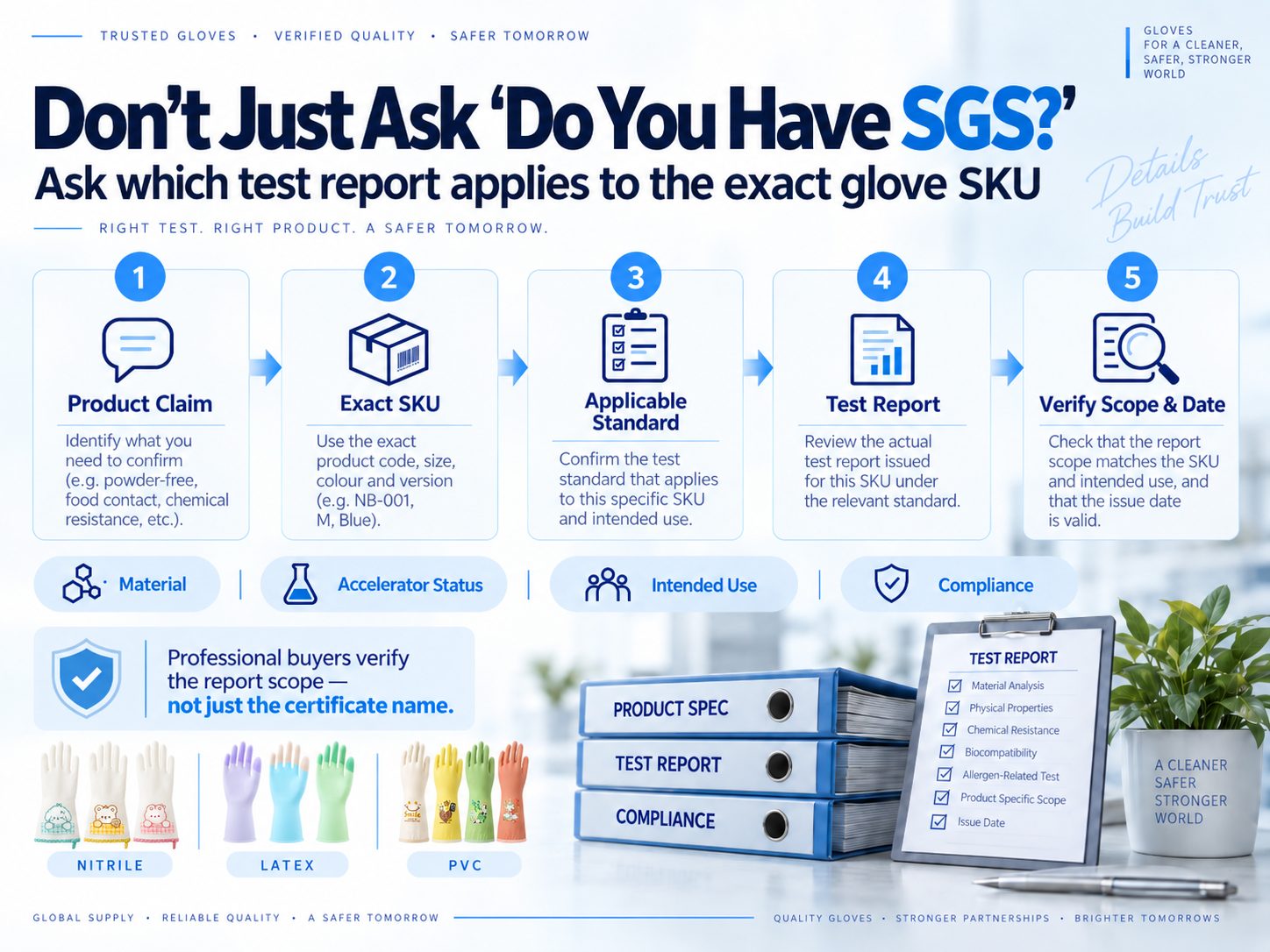 Latex Free vs Hypoallergenic Gloves: 6 Questions about What B2B Buyers Need to Know 4 Glove test report verification process for B2B buyers