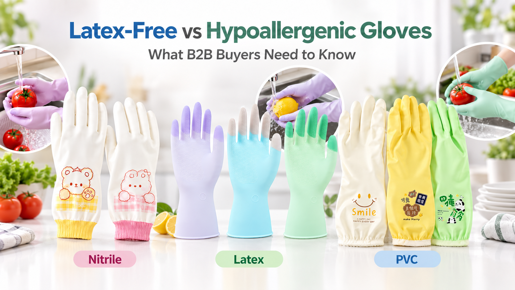 Latex free vs hypoallergenic gloves comparison for B2B glove buyers